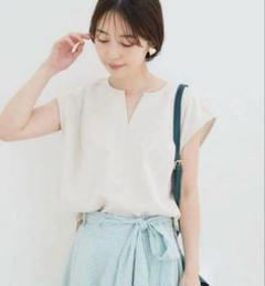 ViS キーネックフレンチスリーブチュニック キナリ Mサイズ
