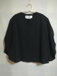 美品♪アドーア リネン混五分袖ノーカラージャケット コート 36 S～M 黒 美品♪アドーア リネン混五分袖ノーカラージャケット コート 36