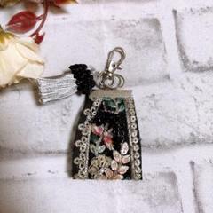インド刺繍リボン　キーホルダー　タッセル　キーリング　チャーム　NO2528