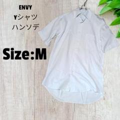 ENVY 半袖シャツ M ホワイト/ブルードット柄　ボタンダウンカラー