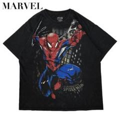 マーベル スパイダーマン アニメT Tシャツ ビッグプリント XL 黒 90s