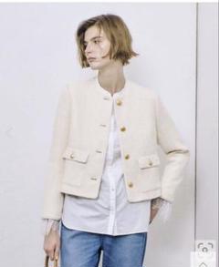 【極美品】allureville アイボリー ノーカラーツイードジャケット ツイードノーカラージャケット|allureville OFFICIAL SITE