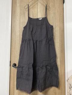USED★サマンサモスモス★裾繊細レース＆刺繍ペチキャミワンピース★ブラック