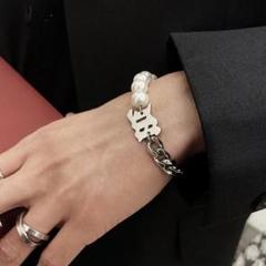 d75 シルバー パール ブレスレット ストリートファッション 278
