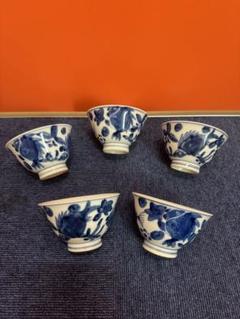 1859  古伊万里　染付青花　大明成化年製銘　湯呑5客　時代物 1859 古伊万里 染付青花 大明成化年製銘 湯呑5客 時代物 - メルカリ