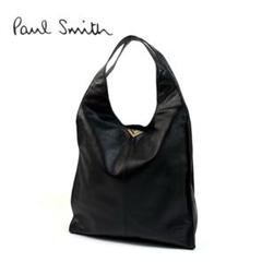 【美品】ポールスミス レザー トートバッグ ストライプ トライアングル ブラック