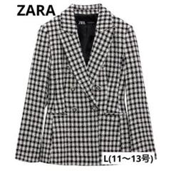 ZARA チェック柄 ダブルブレスト ブレザー 13-14 ZARA - ZARA ザラ チェック柄ダブルブレストブレザーの通販 by
