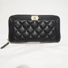 CHANEL ボーイシャネル キャビアスキン ラウンドファスナー 長財布