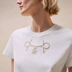 HERMES Tシャツ きなり M カジュアル シンプル 着回し