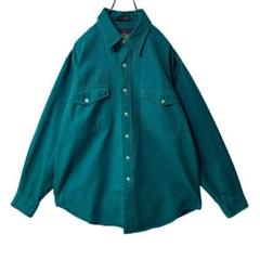 【CHAPS RALPH LAUREN】80s L/S シャツ ターコイズ 無地