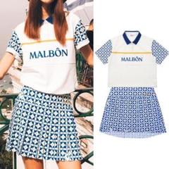 MALBON マルボンゴルフ レディース シャツ スカート セットアップ 緑S マルボンゴルフ レディース セットアップ 半袖トップス スカート