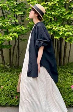 ニコアンド こなれバンドカラーシャツ Long メイクスタッフ