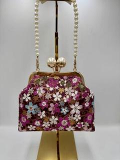 和柄　西陣織金襴 金糸 ラメ糸【ハンドメイド】がま口バッグ　#B203 和柄 西陣織金襴 金糸 ラメ糸【ハンドメイド】がま口バッグ