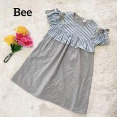 【キッズ】Bee 半袖リボンストライプ　ワンピース