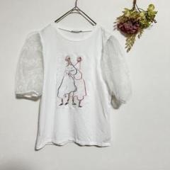 ZARA シアースリーブTシャツ　フロントプリント　ホワイト　Mサイズ　半袖のサムネイル