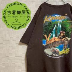 ハーレーダビッドソン Tシャツ バックプリント 茶色 ハワイ ガール XL ロゴ