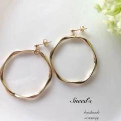 ■ 大ぶりツイストゴールドフープピアス/イヤリング