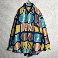 長袖シャツ　アート　幾何学模様　総柄　ヴィンテージ　レトロ　マルチカラー　L