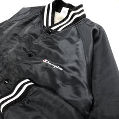 【美品】Champion スタジャン ナイロン ブラック メンズXL