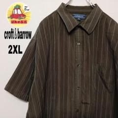 USA古着 croft＆barrow　半袖ボタンシャツ2XL　オリーブカーキ