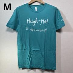 【CANVAS】デザインプリント半袖Tシャツ　M　ターコイズブルー　古着海外輸入