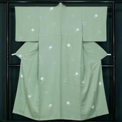 美品 小紋 絣調 一部しつけ糸 肩丈163cm A446 美品 小紋 絣調 一部しつけ糸 肩丈163cm A446
