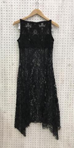 ラグジュアリー ボヘミアンシック古着 刺繍レース切替シースルーノースリワンピ