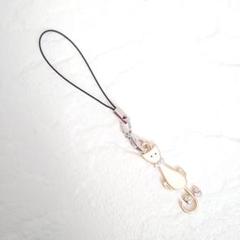 ハンドメイド】携帯ストラップ♪F30(ガラケー用猫のチャームキーホルダー手作り)