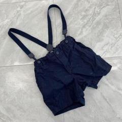 H&M キッズ ショートパンツ サスペンダー ネイビー アンカー柄 92cm