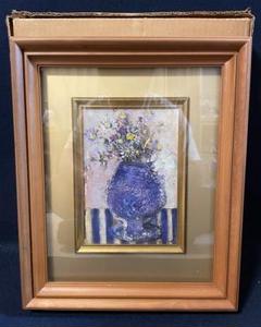「真作」浦野光江「野菊」静物画　油彩画　額装　サイン有り　SM号 真作」浦野光江「野菊」静物画 油彩画 額装 サイン有り SM号
