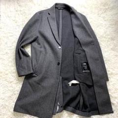 美品✨ZARA ダブルチェスターコート メンズ ヘリンボーン グレー SL】ウールブレンド ラグランダブルチェスターコート/ブラウン