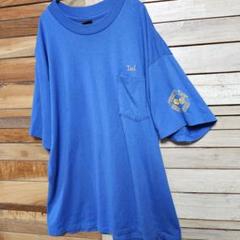 バックプリント ポケットTシャツ USA製 XL ヴィンテージ 古着 ブルー