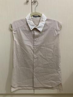 ISSEY MIYAKE 麻混ノースリーブシャツ ベージュ