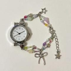 ハンドメイド　ビーズ　腕時計　ブレスレット