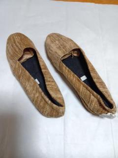 作務衣用ベージュ布製フラットシューズ