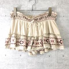 ボーホー姫カジ 古着 LIZ LISA 刺繍 スエード調 フレアショートパンツ ボーホー姫カジ 古着 LIZ LISA 刺繍 スエード調 フレアショート