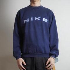 数量限定SALE 90s NIKE ロゴ刺繍スウェットトレーナー ストリート ネイビー トップス