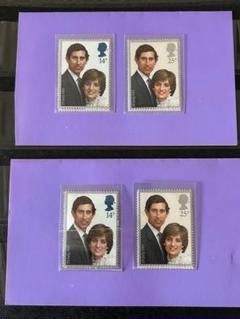 イギリス切手(ダイアナ妃)新品未使用の美品 イギリス切手 チャールズ皇太子ご成婚記念切手 未使用 2セット