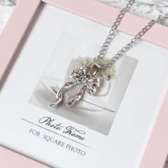 リボン ネックレス シルバー