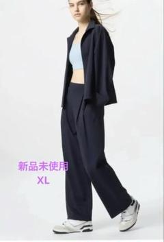 UNIQLO ウルトラストレッチアクティブワイドパンツ　 ネイビー　タグ付XL