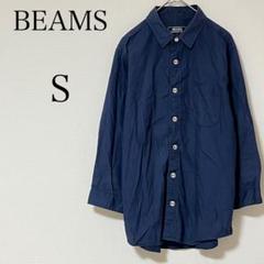 【良品】BEAMS｜ビームス，七分袖シャツ，麻100% ビームス BEAMS 七分袖シャツ 羽織 リネン 麻100% 薄手 ネイビー