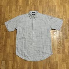 90s DOCKERS BD 半袖シャツ チェック 白 黒 グレー M