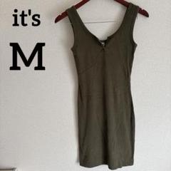 it's 【M】オリーブ ノースリーブワンピース リブワンピース かわいい 夏