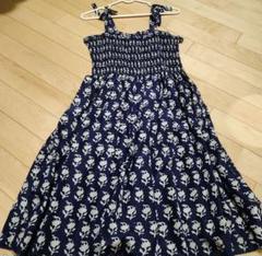 ANNA SUI ネイビー 花柄 ノースリーブ ワンピース USA Sサイズ