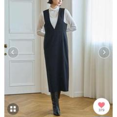通年着用可　ANAYI アナイ　ウールライクダブルクロスワンピース　スカート　黒 通年着用可 ANAYI アナイ ウールライクダブルクロスワンピース