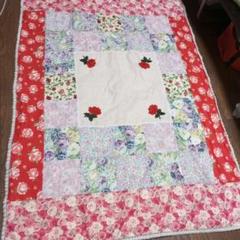 パッチワークガーゼケット☆バラ☆６重ガーゼ 140×100 ハンドメイド