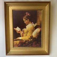 フラゴナール　読書する少女　複製画　額縁付き　大サイズ　希少 フラゴナール 読書する少女 複製画 額縁付き 大サイズ 希少