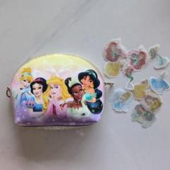 ディズニープリンセス　ポーチ　ゴールド　おまけシール付き