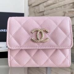 【美品】CHANEL マトラッセ　キャビアスキン ポーチ　 ピンク 財布 ♥ ㉗ 美品】CHANEL マトラッセ キャビアスキン ポーチ ピンク 財布 ♥ ㉗