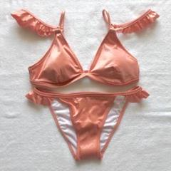 □新品□PINK(ピンク)シャインショルダーラッフルギャザーボトムビキニ ...
